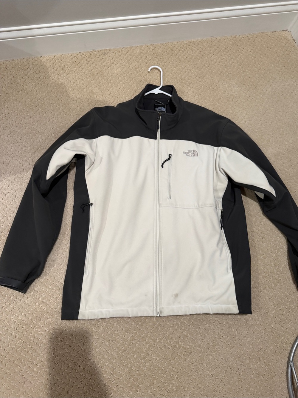 The North Face Men’s Black and White Colorblock Softshell Jacket